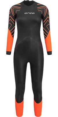 2026 Orca Womens Zeal Hi-Vis Back Zip Våddragt Til åbent Vand-svømning NN2Z - Black