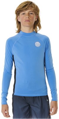 2026 Rip Curl Junior Icons UV Brushed Long Sleeve Lycra Vest 11YBRV - Blue Gum