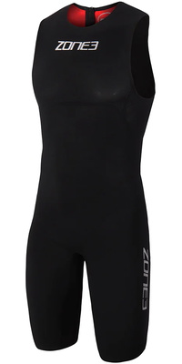 2026 Zone3 Streamline Back Zip Sleeveless Shorty Swimskin SS18MSTL101 - Sort / Rød