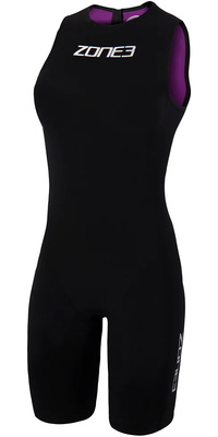 2026 Zone3 Womens Streamline Back Zip Sleeveless Shorty Swimskin SS18WSTL101 - Sort / Lilla