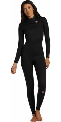 2026 Billabong Womens Foil 3/2mm Chest Zip VÃ¥ddragt ABJW100187 - Black