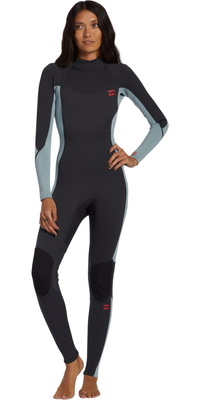 2025 Billabong Kvinder Foil 4/3mm Back Zip Våddragt ABJW100185 - Washed Black