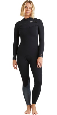 2026 Billabong Womens Furnace Natural 4/3mm Chest Zip Wetsuit ABJW100215 -.. Black Tiki