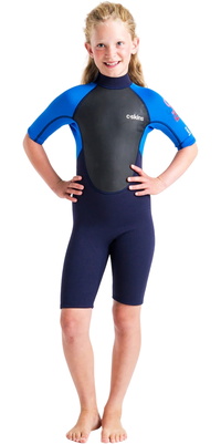 2026 C-Skins Junior Element 3/2mm Back Zip Shorty Våddragt C-EL32SHJ - Slate / Cyan / Multi