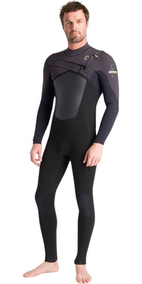 2026 C-Skins Mens NuWave ReWired 4/3mm Chest Zip Wetsuit C-NRW43MCZ - Black / Black X / Meteor