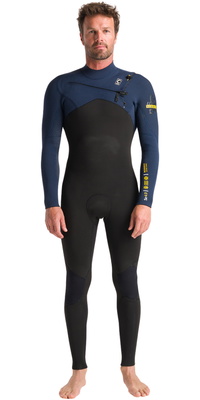 2025 C-Skins Herre NuWave Session 4/3mm Chest Zip Våddragt C-NSE43MCZ - Black / Bluestone X / Saffron