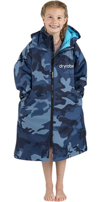 2026 Dryrobe Junior Advance Langærmet Omklædningskåbe V3KSLSDA - Blue / Camo
