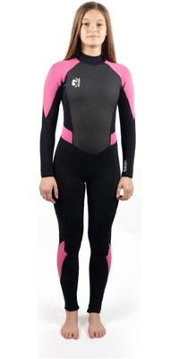 2025 Gul Junior Piges G-force 3mm Flatlock Våddragt Gf1308-b7 - Sort / Pink