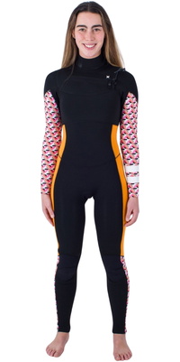 Hurley Kvinder Plus Printed 4/3mm Chest Zip Våddragt WFS0012433 - Gym Red / Burghundy Crush