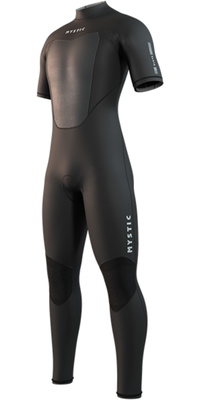 2026 Mystic Herre Brand 3/2mm Kortærmet Back Zip Flatlock Våddragt 35000.250033 - Black
