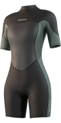 Mystic Brand 3/2mm Back Zip Flatlock Shorty 2026 Våddragt Til Kvinder 35000.250064 - Dark Olive