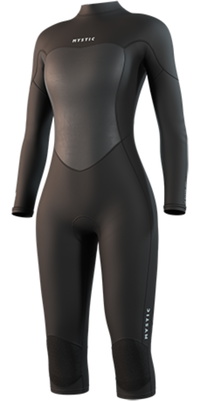 Mystic Brand 3/2mm Back Zip Flatlock 2025 Våddragt Med Lange Arme Og Korte Ben Til Kvinder 35000.250061 - Black