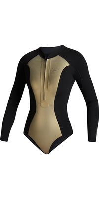 2025 Mystic Womens Sway 2mm Long Sleeve Front Zip Super Shorty 35000.220091 - Black /... Gold