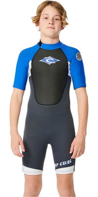 2026 Rip Curl Drenge Omega 2mm Back Zip Shorty Våddragt 11CBSP - Blue