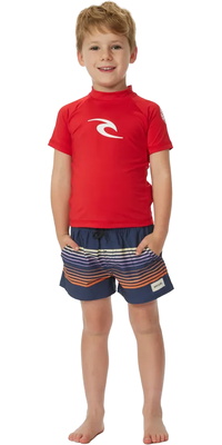 2025 Rip Curl Småbørn Brand Wave UPF Kortærmet Lycravest TNQTRV - Red