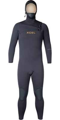2026 Xcel Herre Comp + 5/4mm Hætte Chest Zip Våddragt MN54CPH4 - Black
