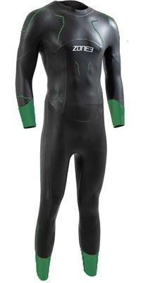 2026 Zone3 Mens Terraprene Vision Back Zip Svømmevåddragt WS24MVIS101 - Black / Forest Green