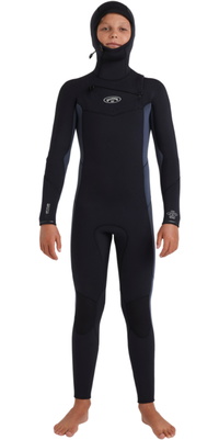 2025 Billabong Junior Absolute Natural 5/4mm Chest Zip Våddragt Med Hætte 24CW193508 -.. Blue Combo