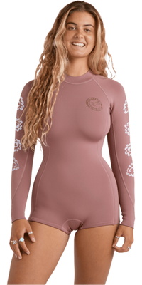 2026 Billabong Dame Spring Fever Naturfarvet 2mm Langærmet Back Zip Forårsvåddragt 24BW193504 - Rosewood