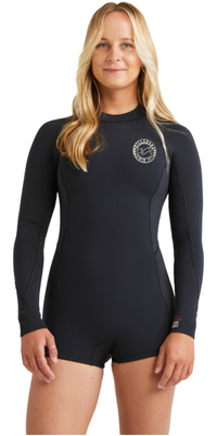 2026 Billabong Dame Spring Fever Naturfarvet 2mm Back Zip Springsuit ABJW400133 - Black