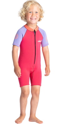 2025 C-Skins Junior C-KID 3/2mm Front Zip Shorty Våddragt C-BA32SH - Coral / Lilac