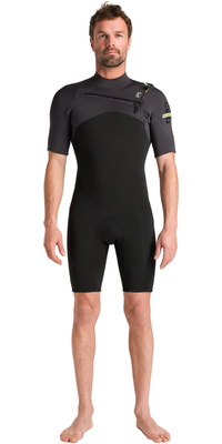 2026 C-Skins Mens NuWave Session Lite 2/ 2mm Chest Zip Shorty Våddragt C-NSEL22SHM - Black / Meteor