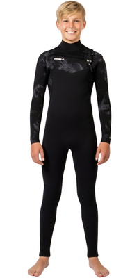 2025 Gul Junior Echo Natur 3/2mm Chest Zip Våddragt EC1329-BKSM - Black / Smoke