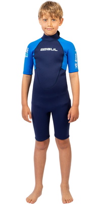 2026 Gul Junior G-Force Natur 3/2mm Back Zip Shorty Våddragt GF3307-NABL - Navy / Blue