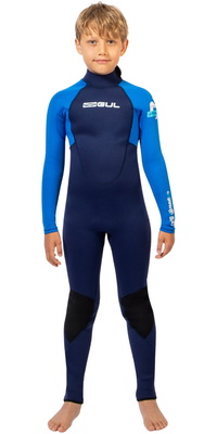 2025 Gul Junior G-Force Natur 3/2mm Back Zip Våddragt GF1307-NABL - Navy / Blue