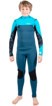 2026 Gul Junior Response 5/4mm Chest Zip Våddragt RE1251 - Navy / Cyan