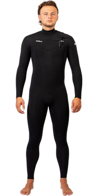 2026 Gul Herre Echo Natur 3/2mm Chest Zip Våddragt EC1327-BKBK - Black