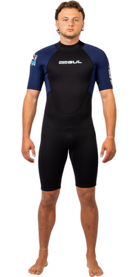 2026 Gul Herre G-Force Natur 3/2mm Back Zip Shorty Våddragt GF3305-BKNA - Black / Navy