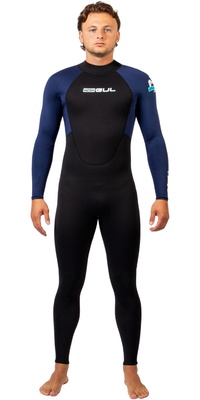 2026 Gul Herre G-Force Natur 3/2mm Back Zip Våddragt GF1305-BKNA - Black / Navy
