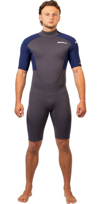 2026 Gul Herre Response Natur 3/2mm Back Zip Shorty Våddragt RE3319-GYBL - Grå / Blue