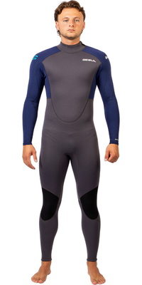 2026 Gul Herre Response Natur 3/2mm Back Zip Våddragt RE1321-GYBL - Grå / Blue