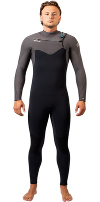 2026 Gul Yulex Flexor 5/4mm Chest Zip Våddragt Til Mænd FX1221-BKGY - Black / Grå