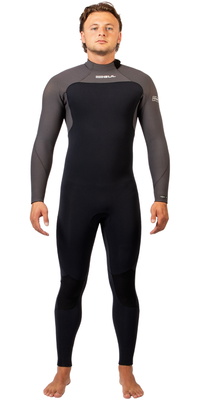 2026 Gul Yulex Flexor 5/4mm Back Zip Våddragt Til Mænd FX1218-BKGY - Black / Grå