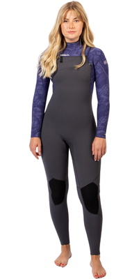 2026 Gul Yulex Til Kvinder Flexor 3/2mm Chest Zip Våddragt FX1225-GYTB - Grey / Tiebird