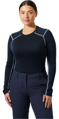 2025 Helly Hansen Dame Lifa Merino Mellemvægts Crew Basislag 49378 - Navy