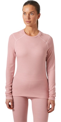 2025 Helly Hansen Dame Lifa Merino Mellemvægts Crew Basislag 49378 - Pink Salt