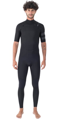 2025 Hurley Mens Air 2/ 2mm Chest Zip Kortærmet Våddragt MFS0013212 - Black