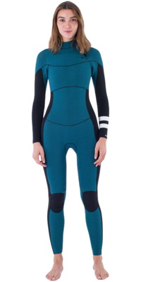 2025 Hurley Dame Plus 4/3mm Chest Zip Våddragt WFS0012403 - Black / Himmelblå