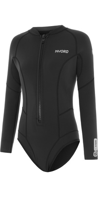 2026 Nyord Kvinders Solu Yulex 2/ 2mm Langærmet Front Zip Spring Shorty Våddragt SOLWHL22001-BLK - Black