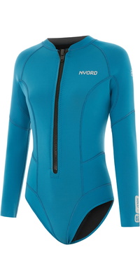 2026 Nyord Kvinders Solu Yulex 2/ 2mm Langærmet Front Zip Spring Shorty Våddragt SOLWHL22001-CBL - Celestial Blue