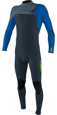 2025 ONeill Junior Hyperfreak 4/3+mm Chest Zip Våddragt 5351 - Dark Orion / Deep Sea / Copen Blue