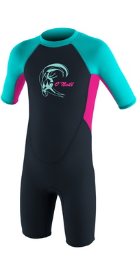 2026 O'Neill Toddler Reactor -2 2mm Back Zip Shorty Våddragt 4867G - Slate / Berry / Light Aqua