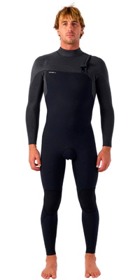 2025 ONeill Mens Hyperfreak Wind 4/3+mm Chest Zip Wetsuit 5628 - Black / Hærdet Stål