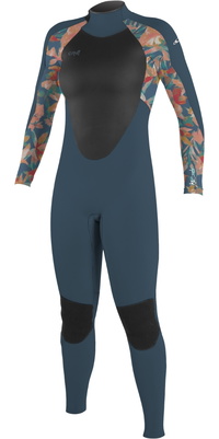 2025 ONeill Dame Epic 3/2mm Back Zip Våddragt 4213B - Copen Blue / Painted Tropics