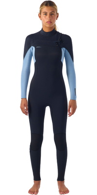 2025 ONeill Dame Hyperfreak 4/3+mm Chest Zip Våddragt 5349 - Black / Faded Denim