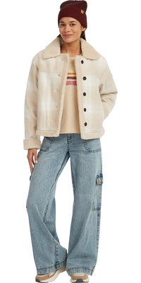 2025 O'Neill O'Riginals Til Kvinder Fleece -foret Jakke 1500144 - Beige Check
